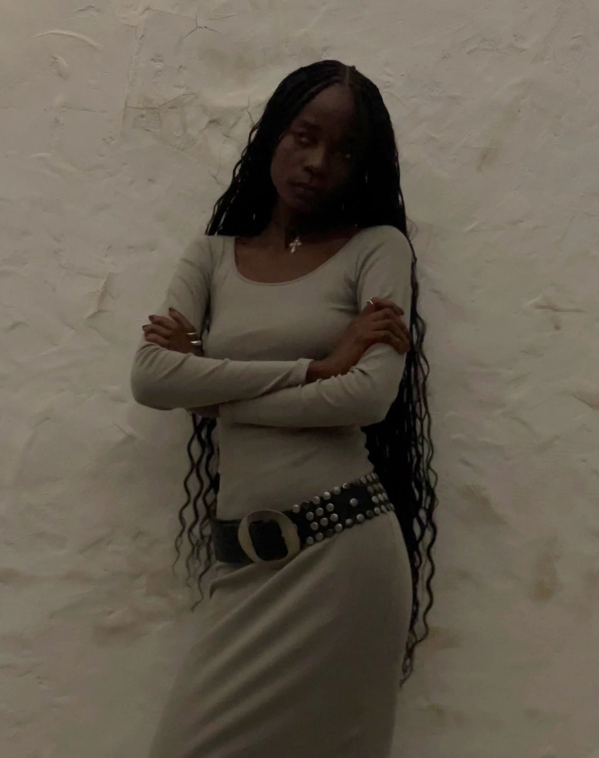 Belila Long Sleeve Maxi Dress in Sage Grey - Image 2