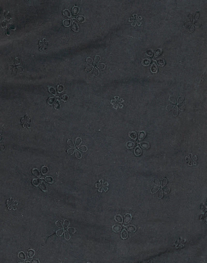 Belinda Mini Dress in Flower Broderie Black - Image 6