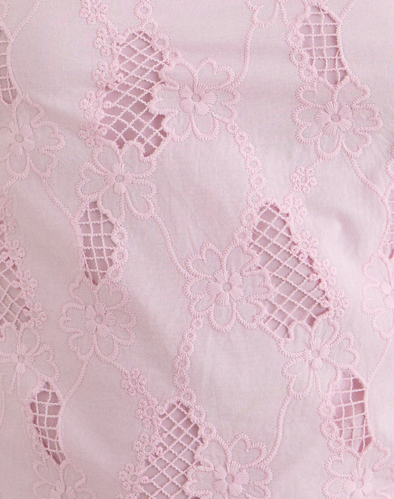 Beline Strap Top in Broderie Baby Pink - Image 6