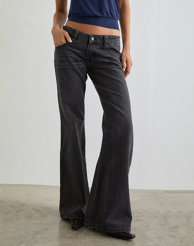 Bell Bottom Low Rise Flare Jeans in Vintage Black - Image 2