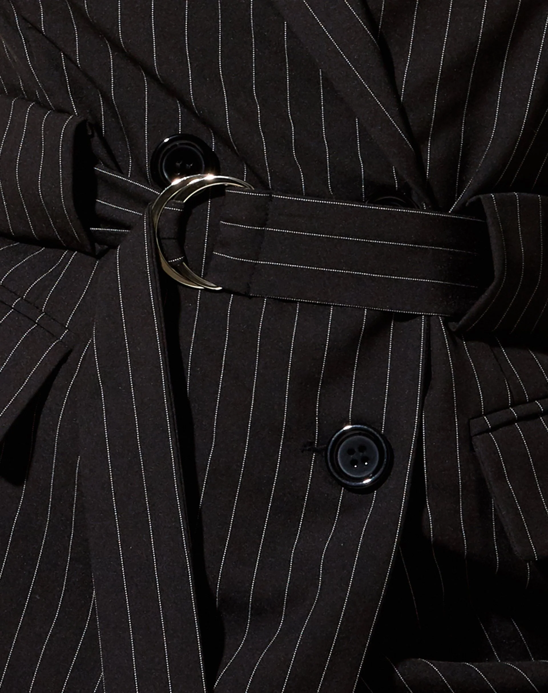 Belted Blazer in Pinstripe Black - Image 5