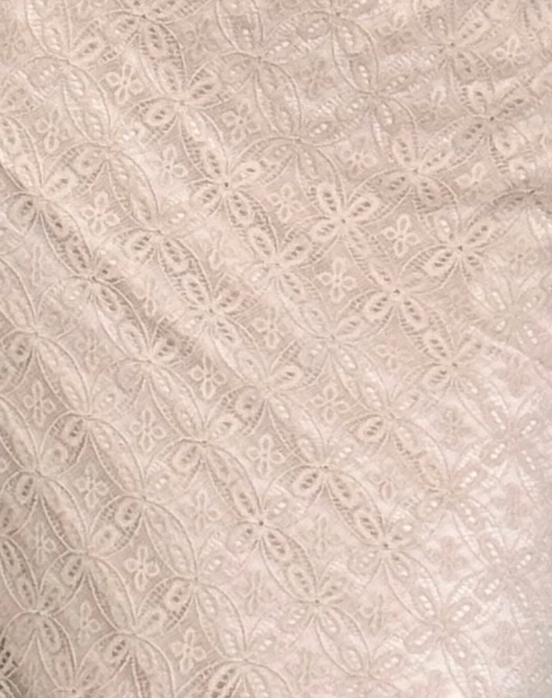Betharia Frill Detail Midi Skirt in Nude Lace - Image 6