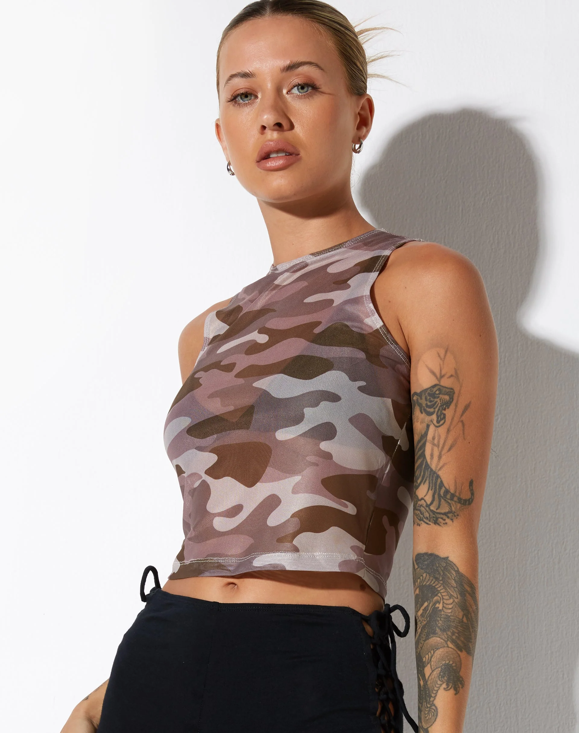 Bika Vest Top in Camo - Image 2