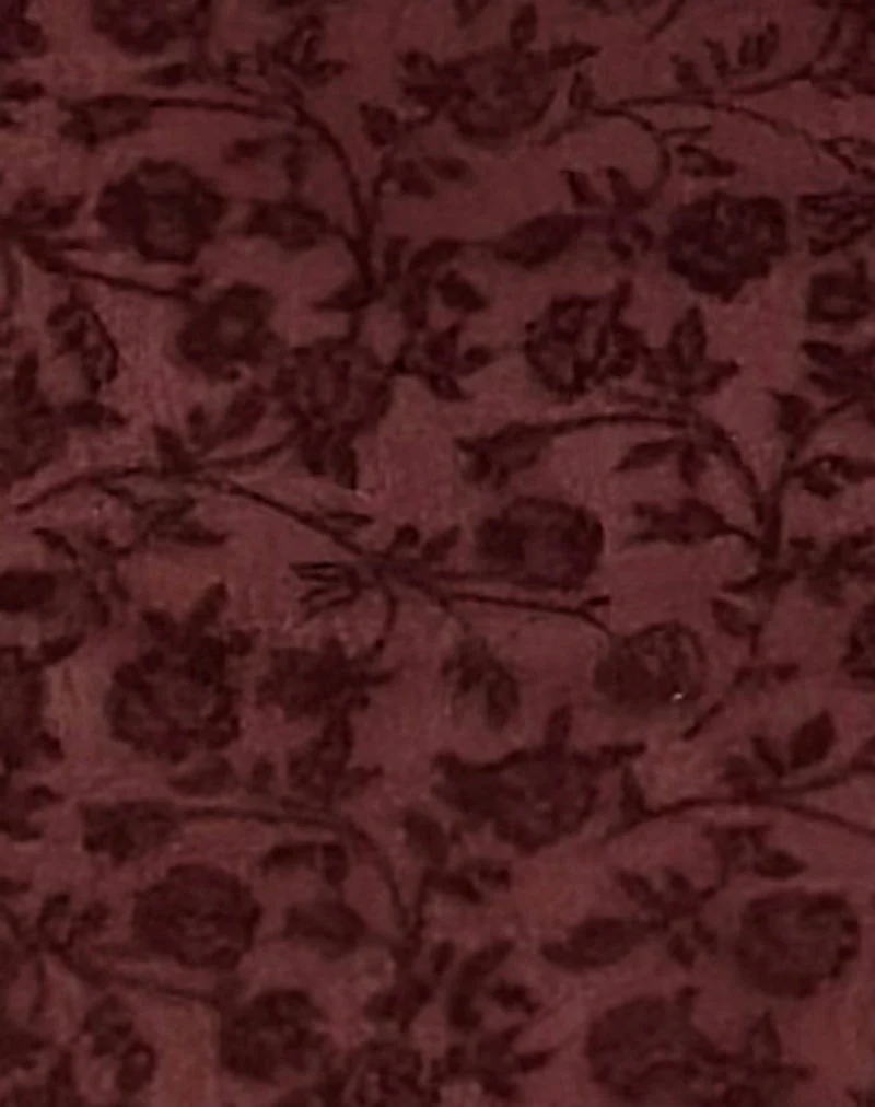 Bilancia Bandeau Top in Ditsy Flock Burnt Maroon - Image 6