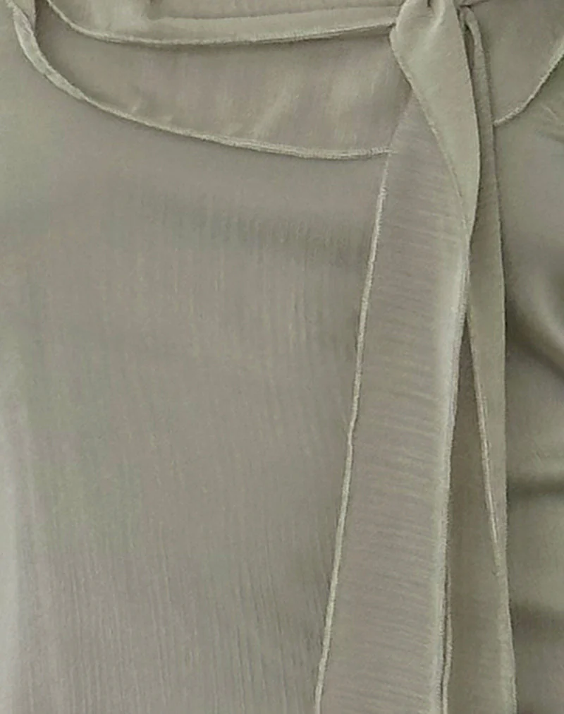 Binita Mini Dress In Chiffon Olive - Image 6