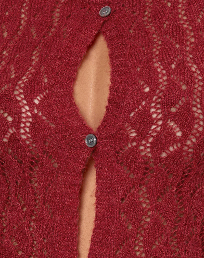 Birama Button Tank Top in Knit Red - Image 6