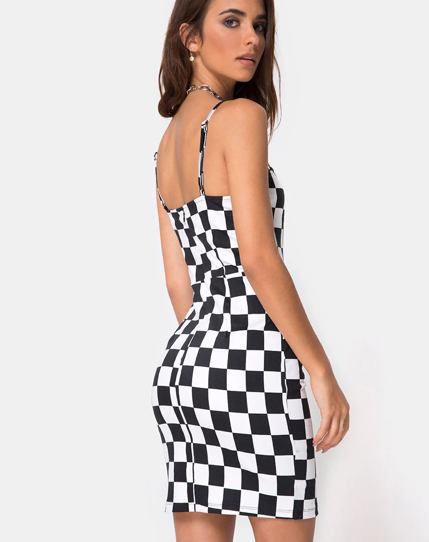 Boco Dress in Check Board Medium B/W - Image 2