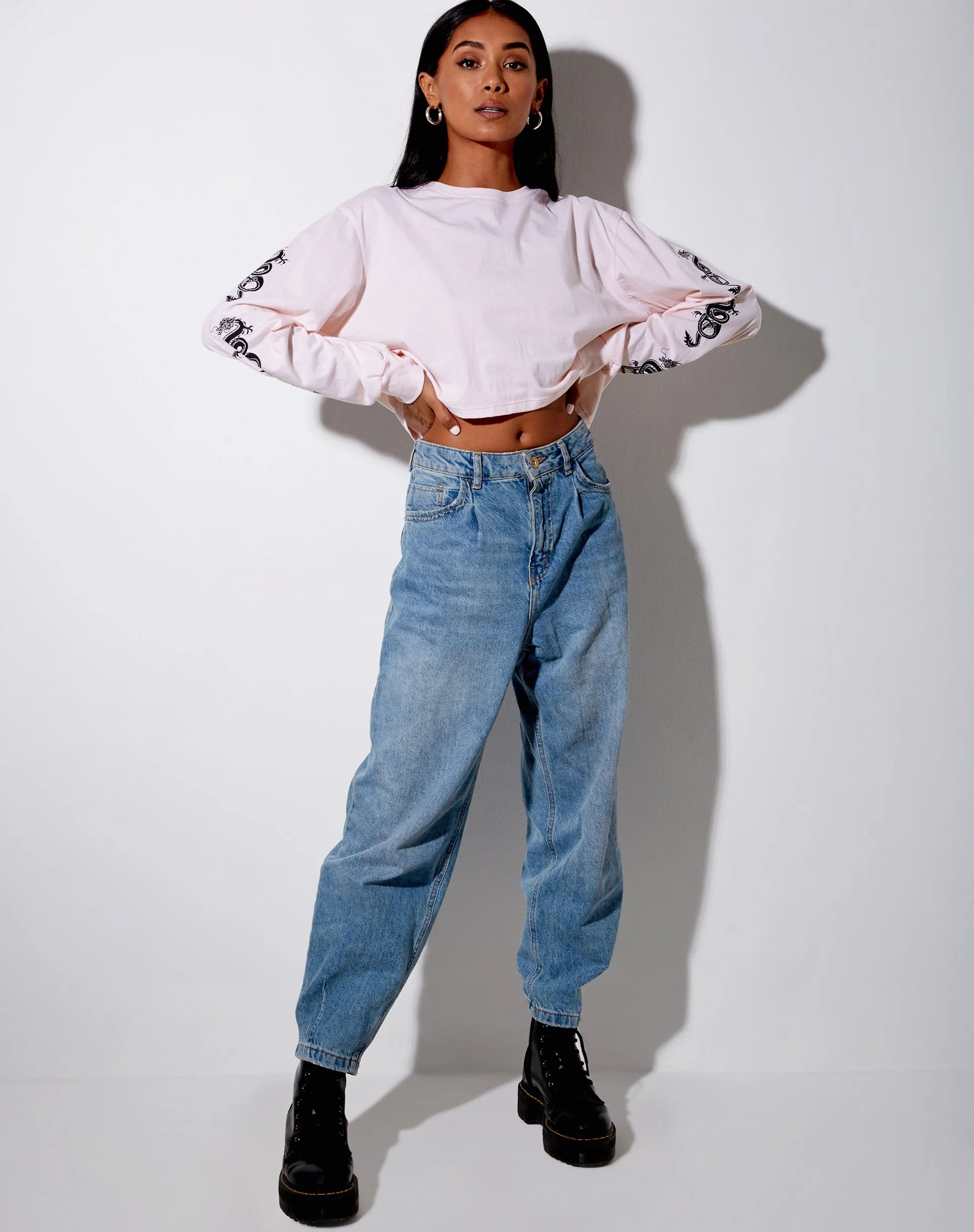 Boli Crop Tee in Blush Pink Dragon - Image 3