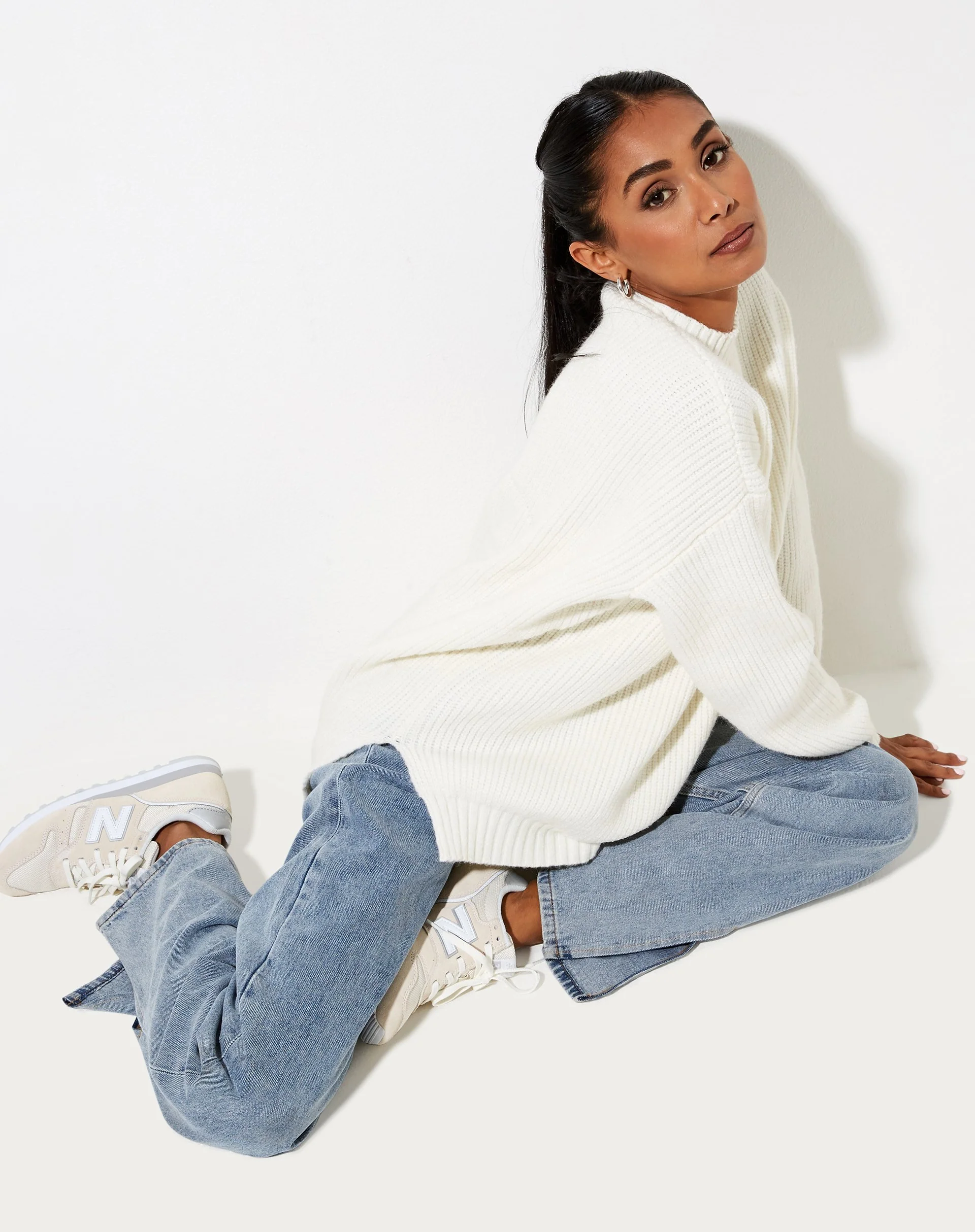 Bondy Jumper in Knit Ivory - Image 3
