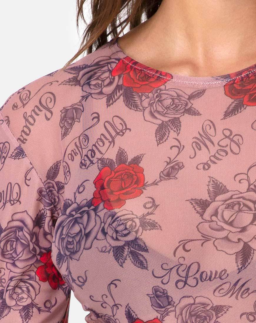 Bonella Bodice in Roses Are Red Mesh - Image 5