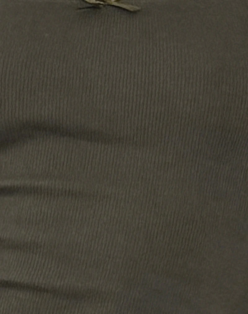 Bovita Long Sleeve Ribbed Top in Olive - Image 5