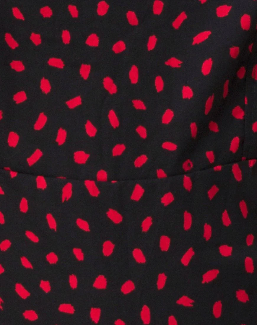 Boyasly Dress in Mini Diana Dot Black Red - Image 6
