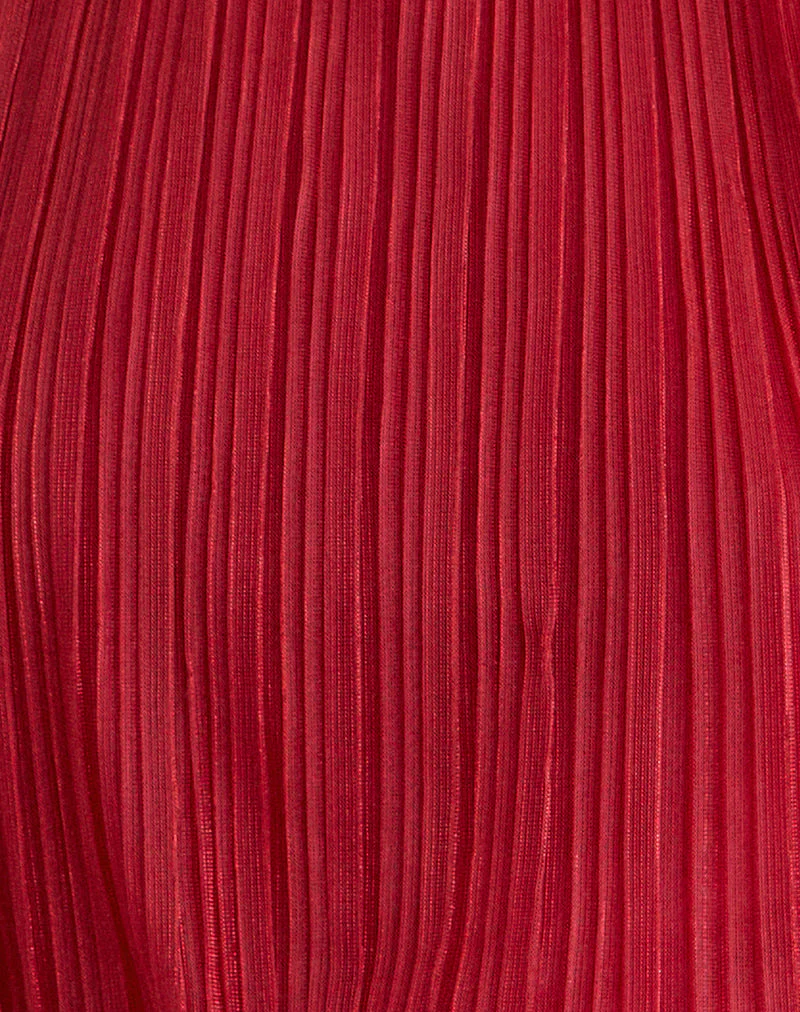 Brienne Top in Shimmer Plisse Red - Image 7