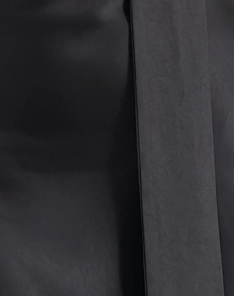 Brigid One Shoulder Satin Dress in Black - Image 5