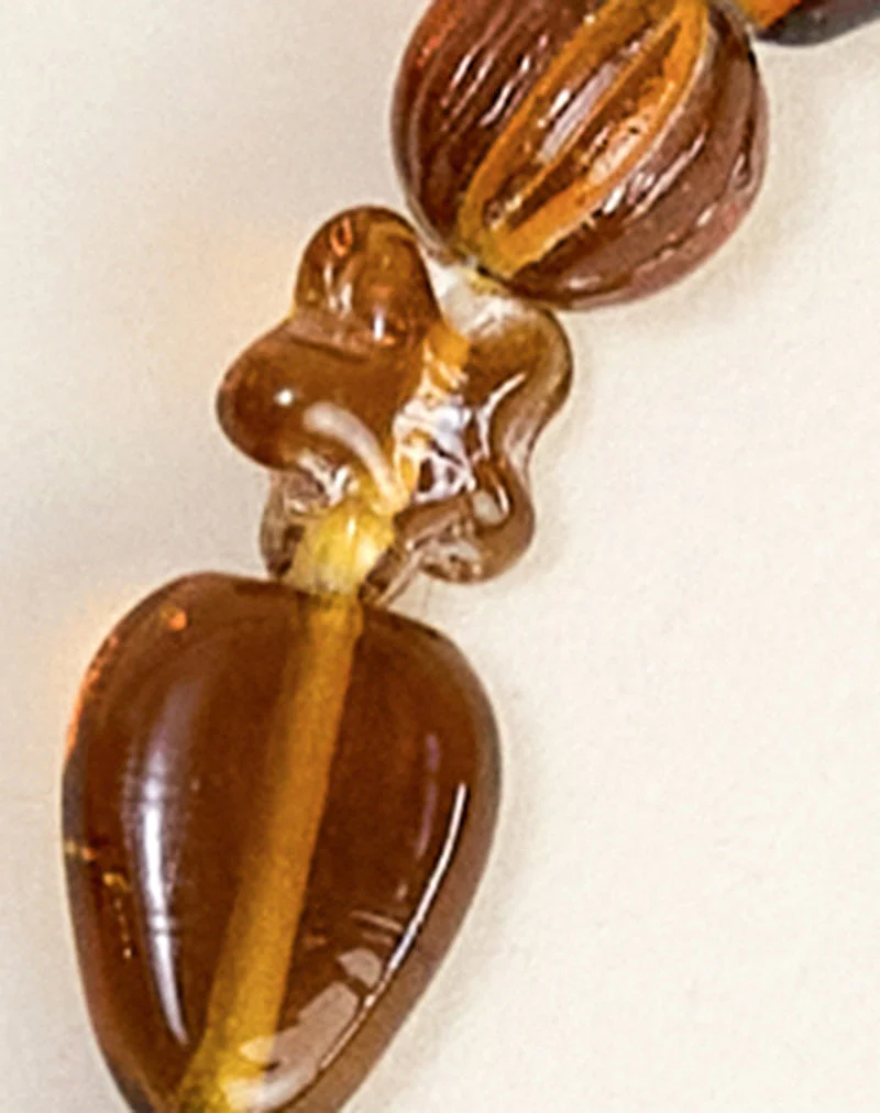 Brown and Yellow Glass Beaded Gold Plated Necklace - Image 5