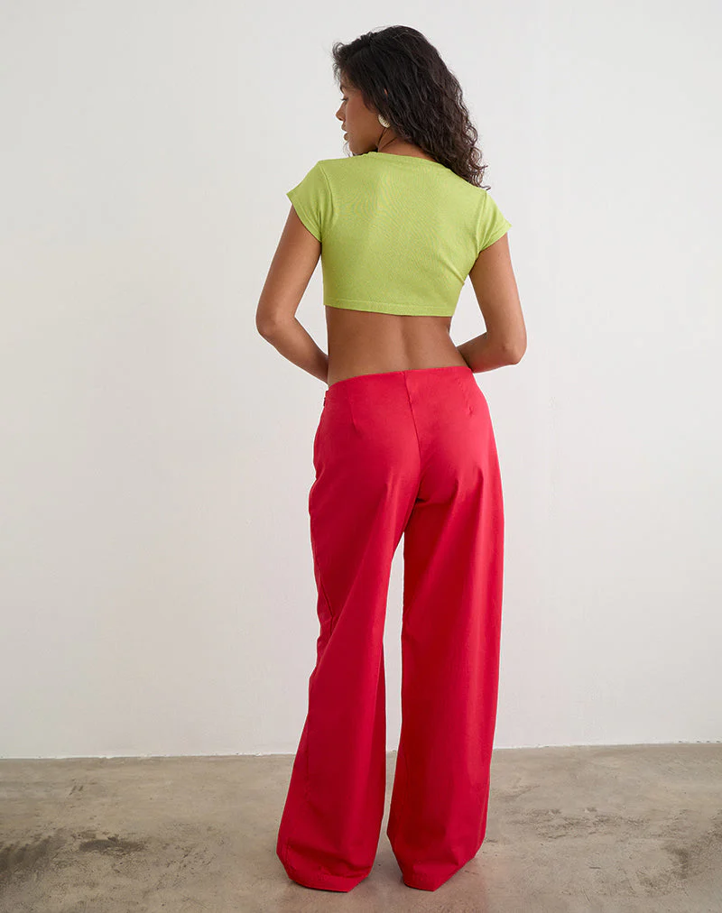 Brun Trouser with Tie in Poplin Scarlet Red - Image 4