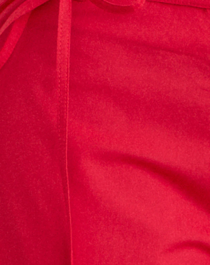 Brun Trouser with Tie in Poplin Scarlet Red - Image 5