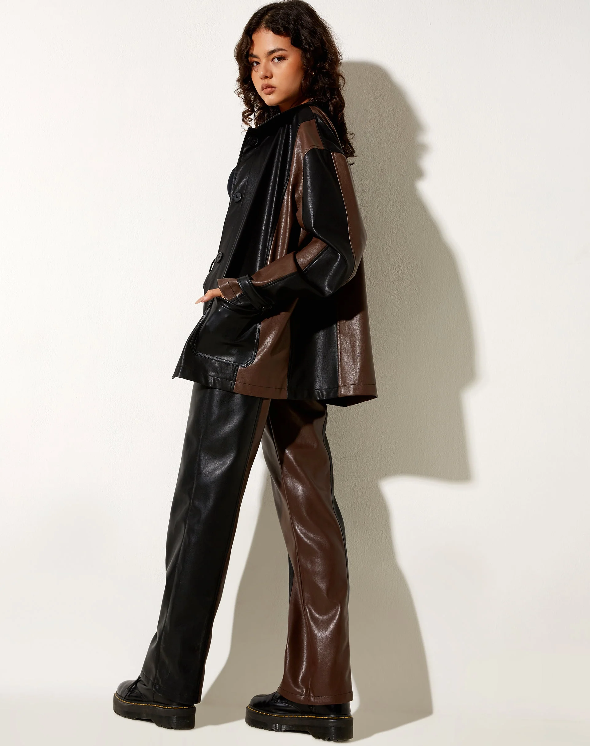 Bugi Jacket in PU Bitter Chocolate - Image 5