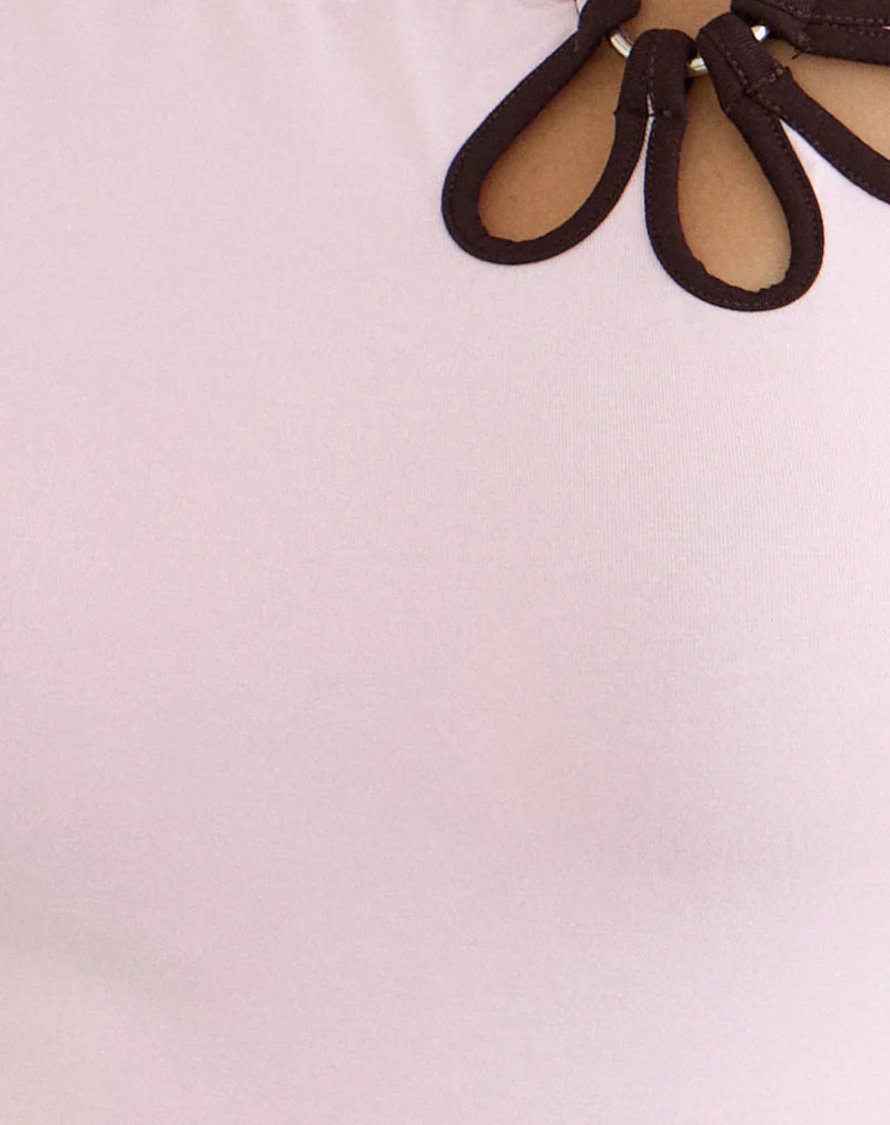 Bunga Flower Cut Out Top in Light Pink with Bitter Chocolate Binding - Image 7