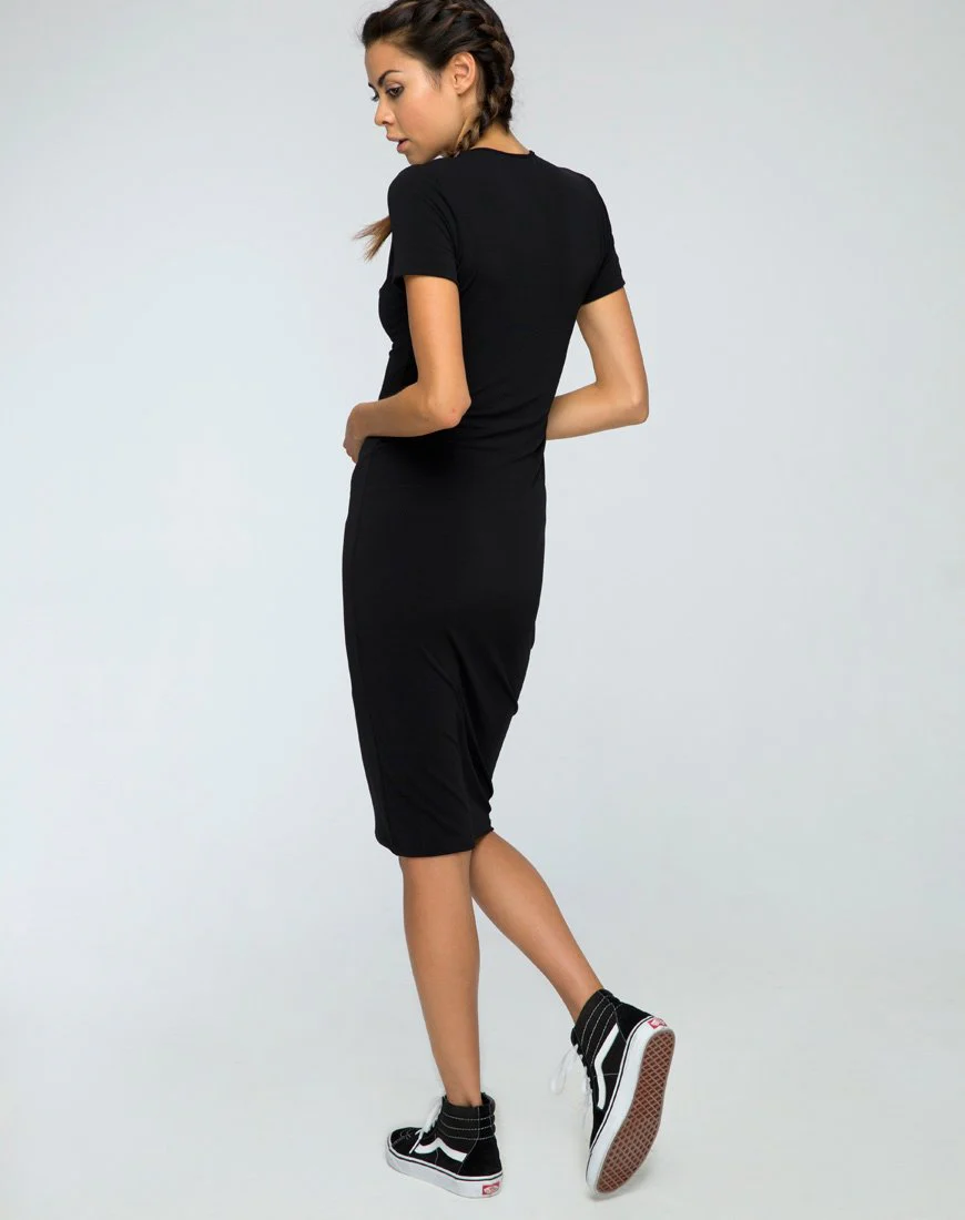 Callow Bodycon Dress in Black - Image 4