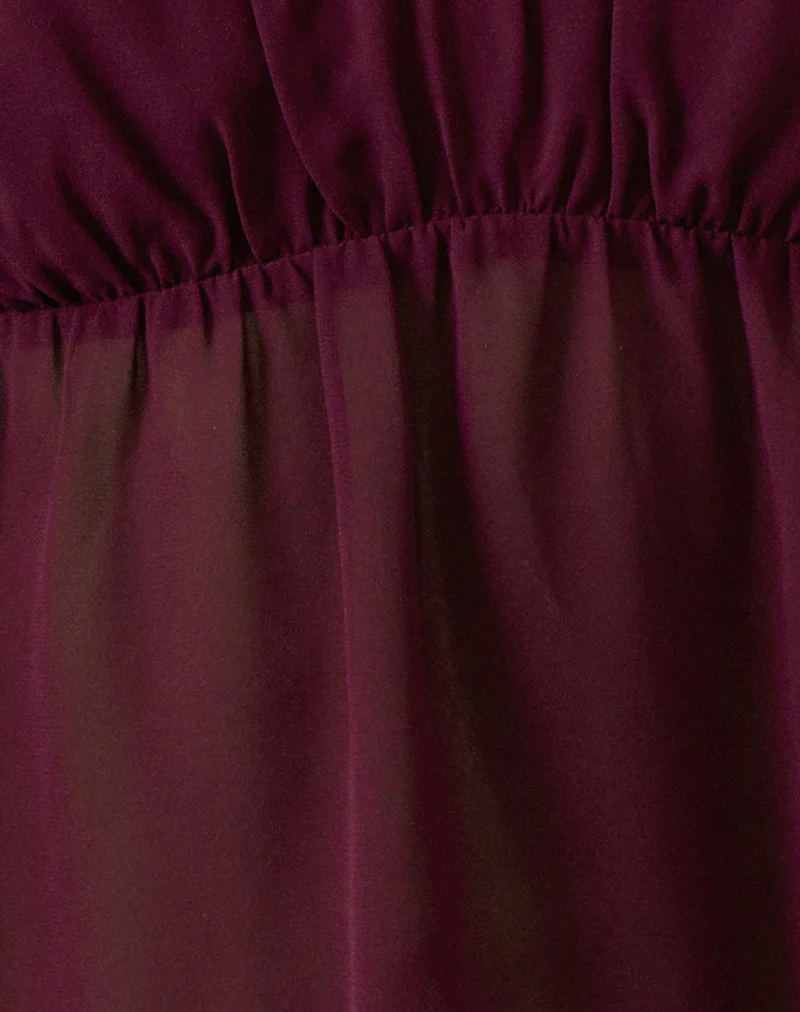 Camden Cami Top in Satin Chiffon Burgundy - Image 6