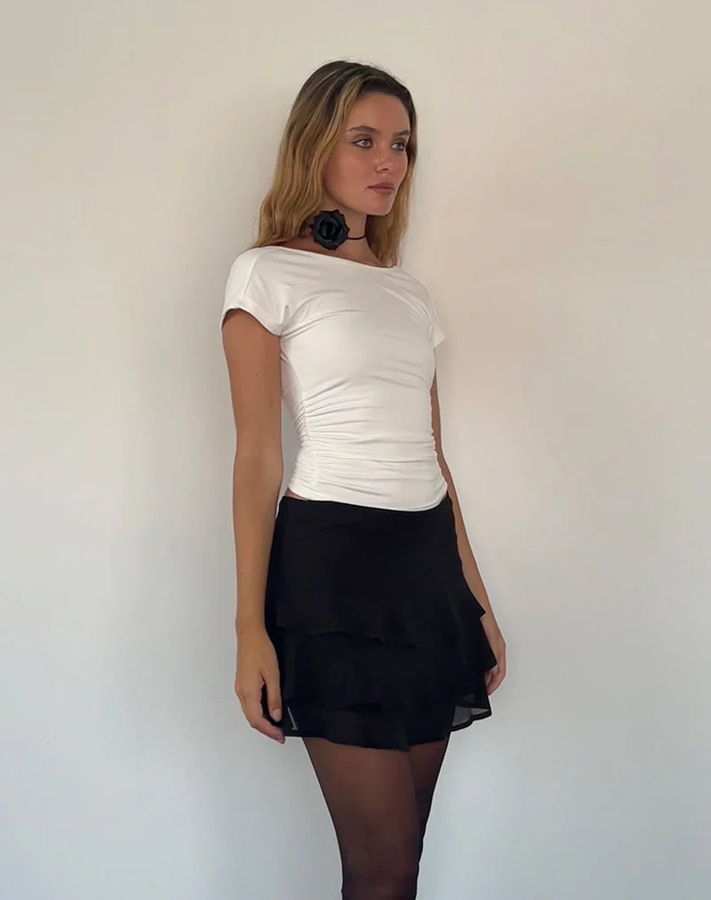 Camigo Ruffle Mini Skirt in Black - Image 2