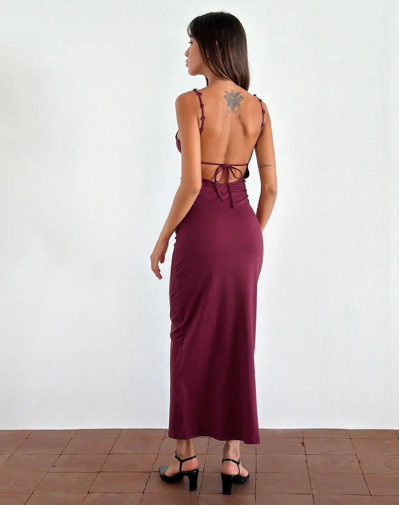 Cantana Maxi Dress in Burgundy - Image 4