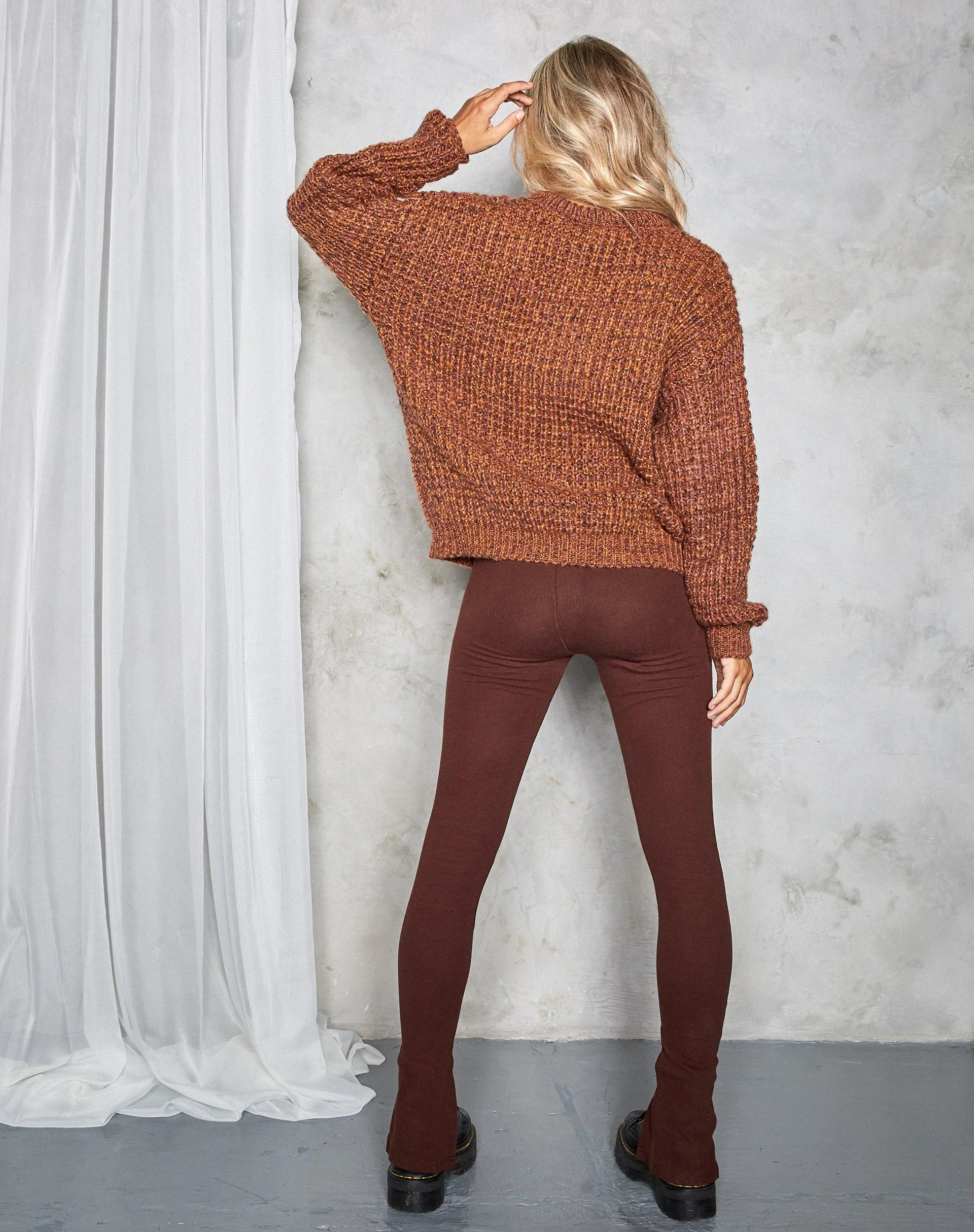Caribou Jumper in Chunky Knit Black and Ginger - Image 3