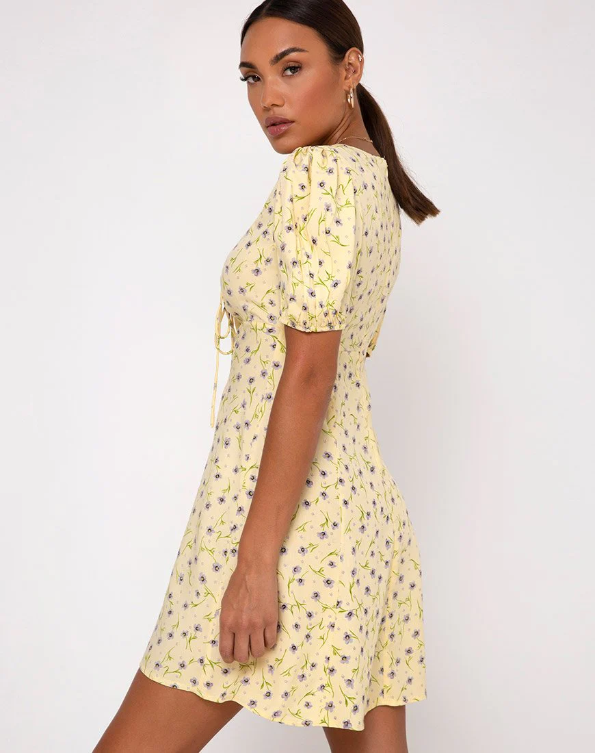 Carie Dress in Wild Flower Lemon Drop - Image 2