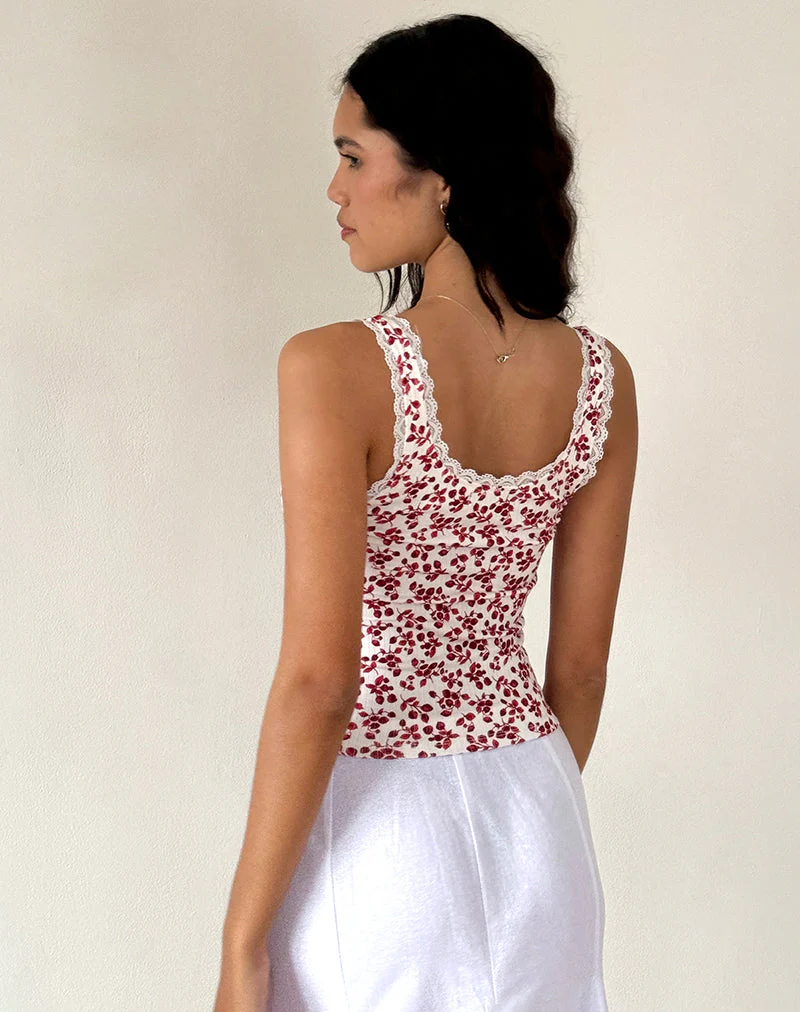 Carillo Top in Summer Strawberry Off White - Image 2