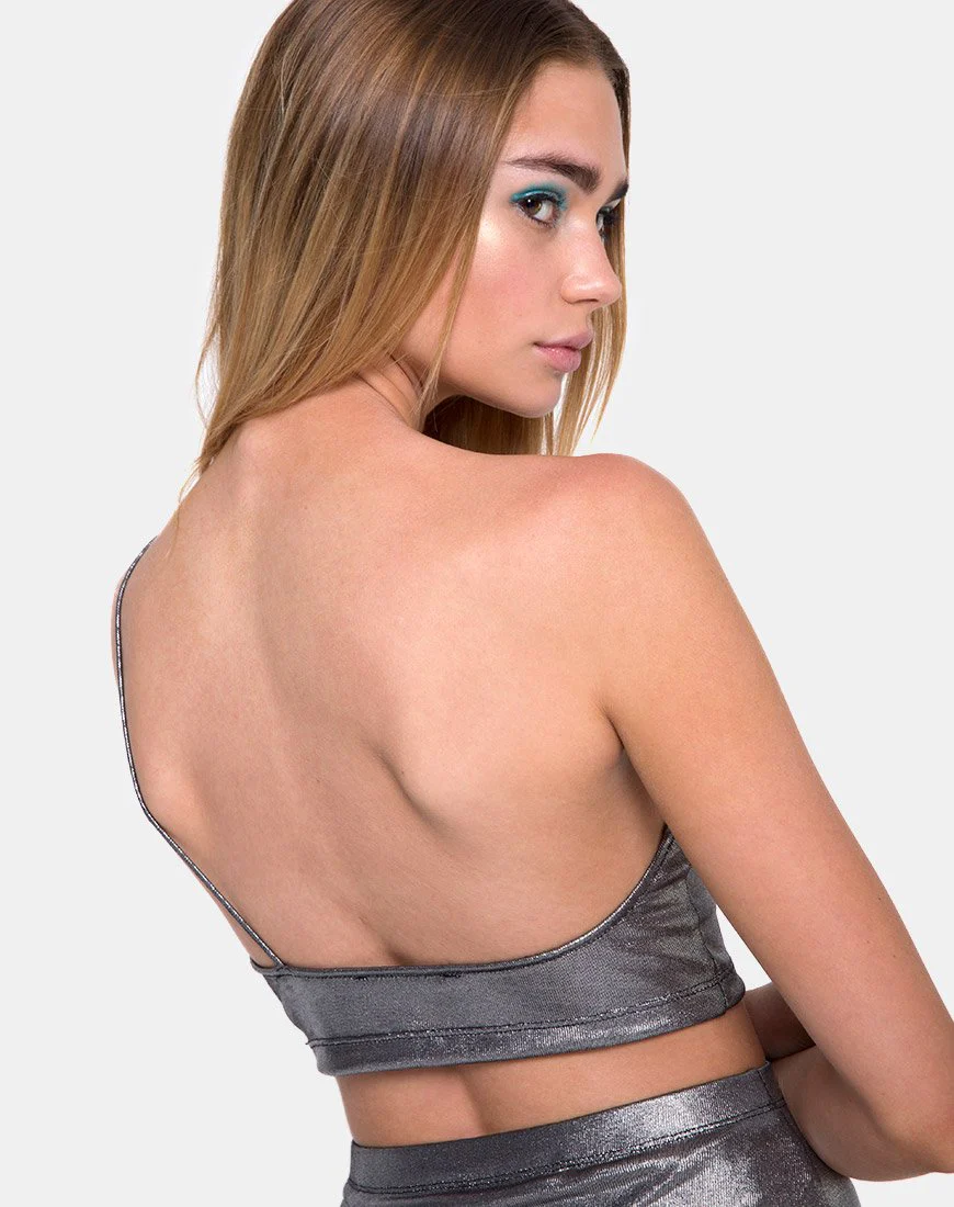 Carina Top in Drape Knit Silver Metallic - Image 2
