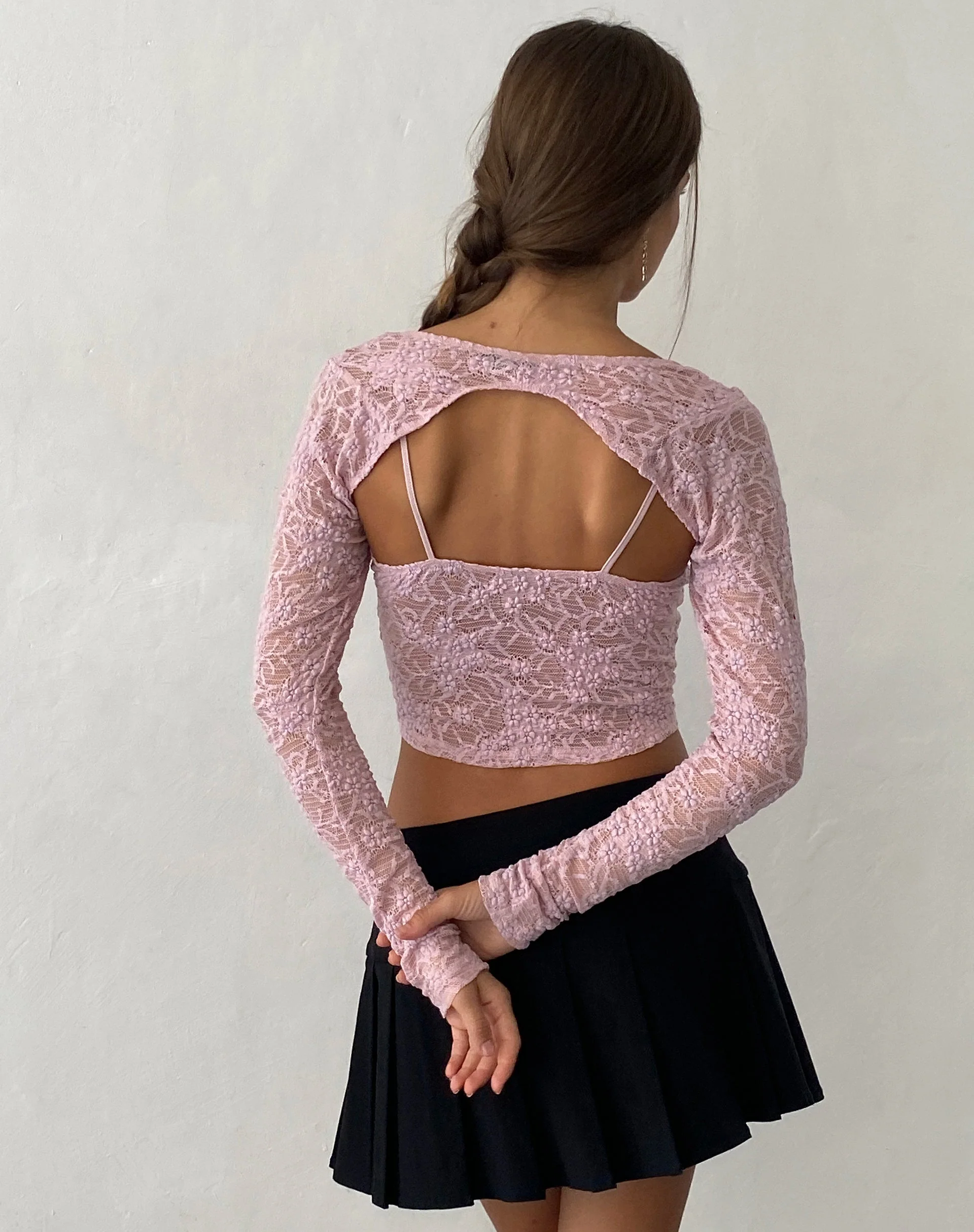 Carlina Cami and Shrug Set in Lace Pink - Image 4