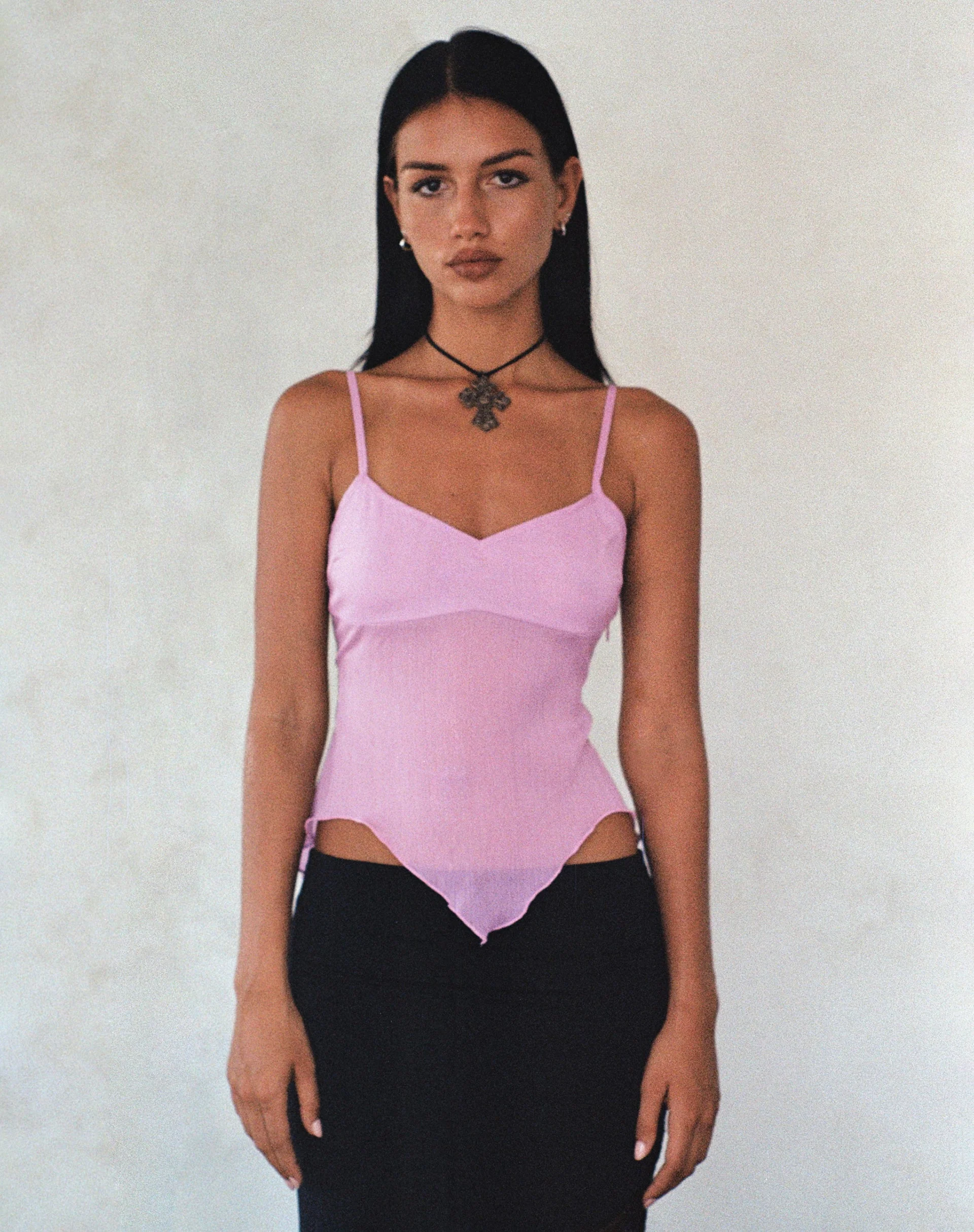 Carmeline Longline Cami Top in Shimmer Pink - Image 3