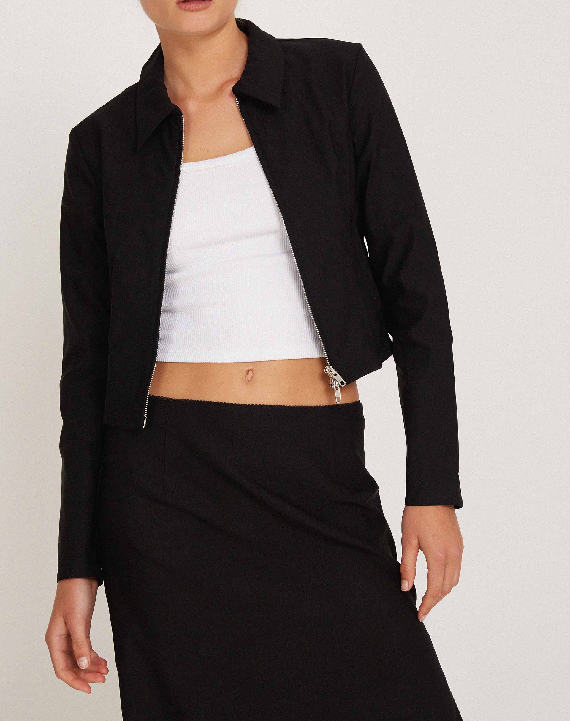 Carson Cropped Jacket in Black - Image 2