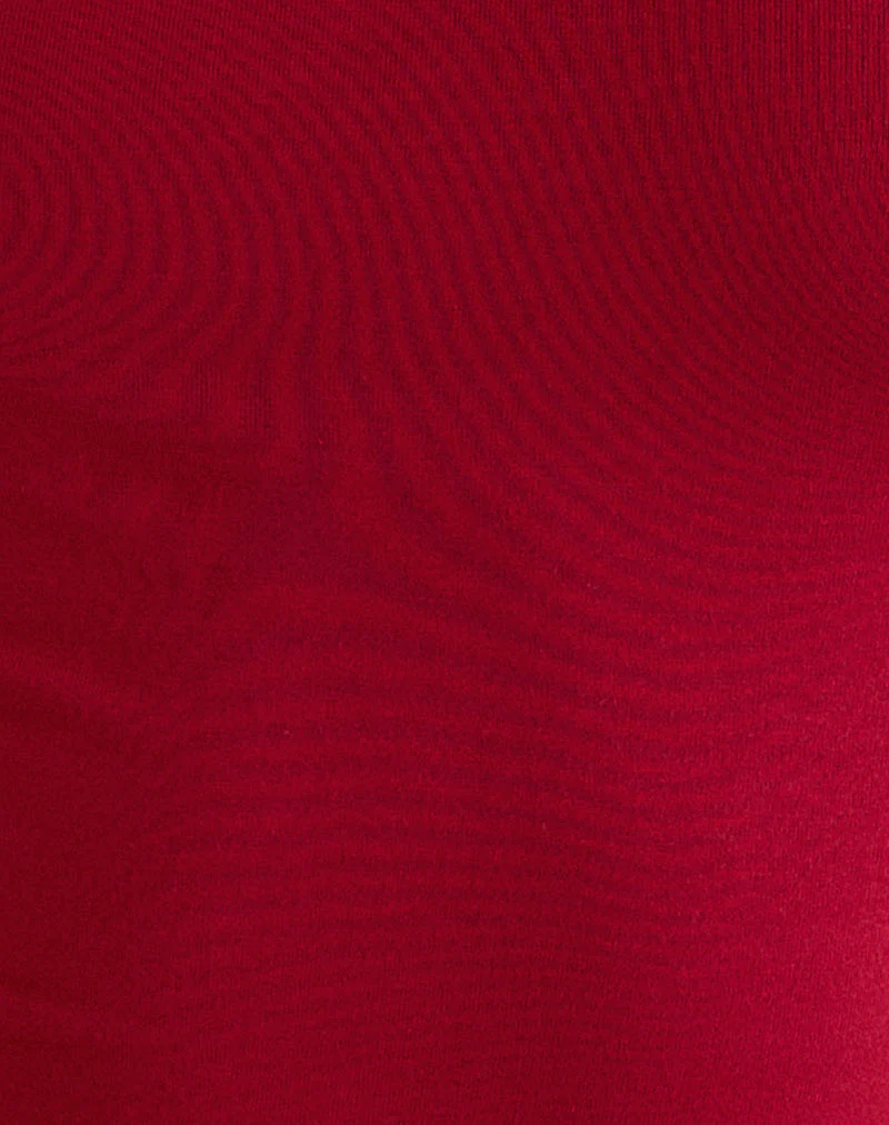 Cash High V Neck Top in Adrenaline Red - Image 6