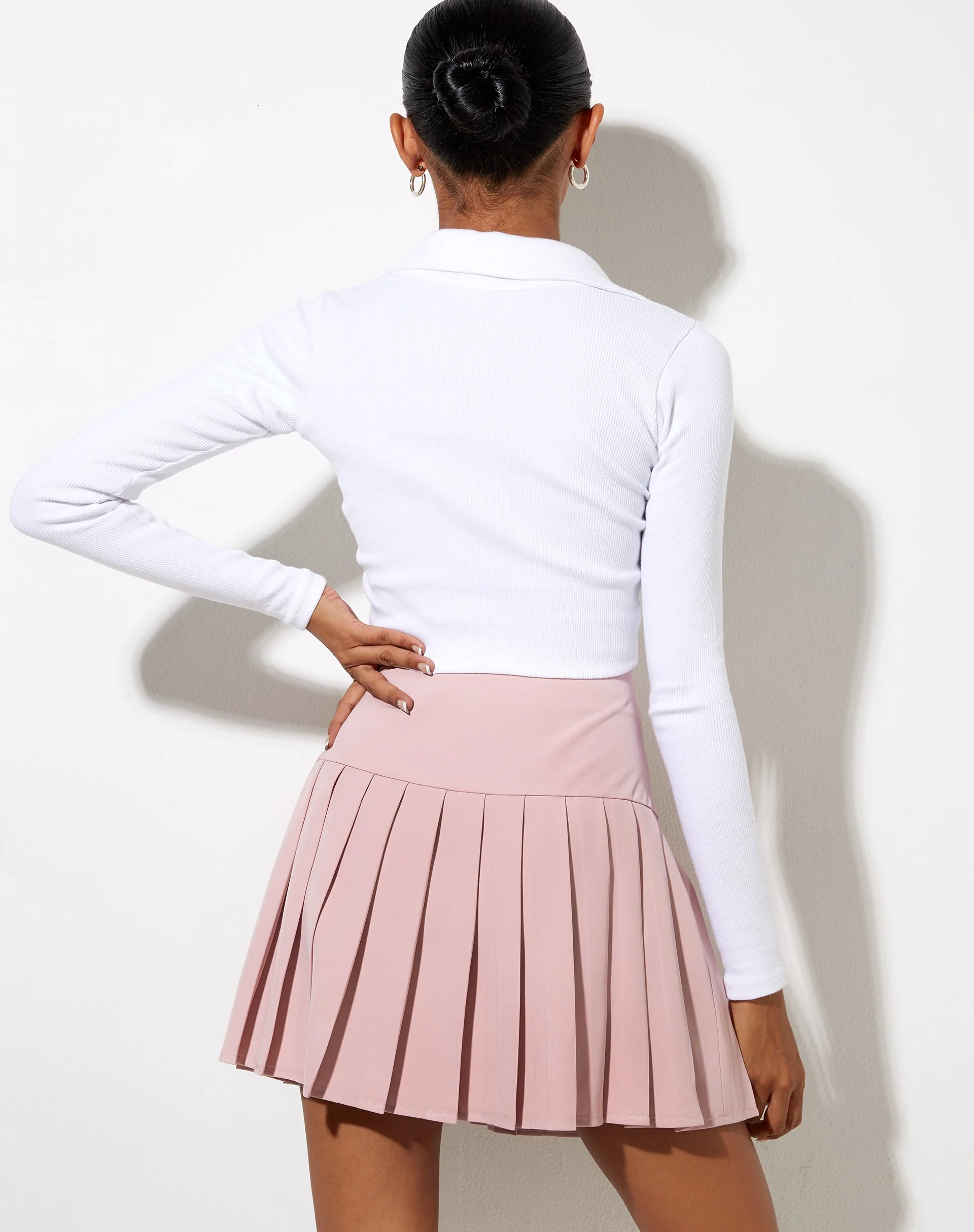 Cason Mini Pleat Skirt in Soft Pink - Image 5