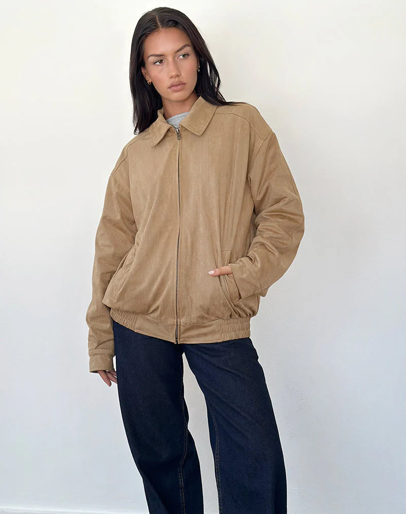 Cavita Jacket in Faux Suede Tan - Image 5