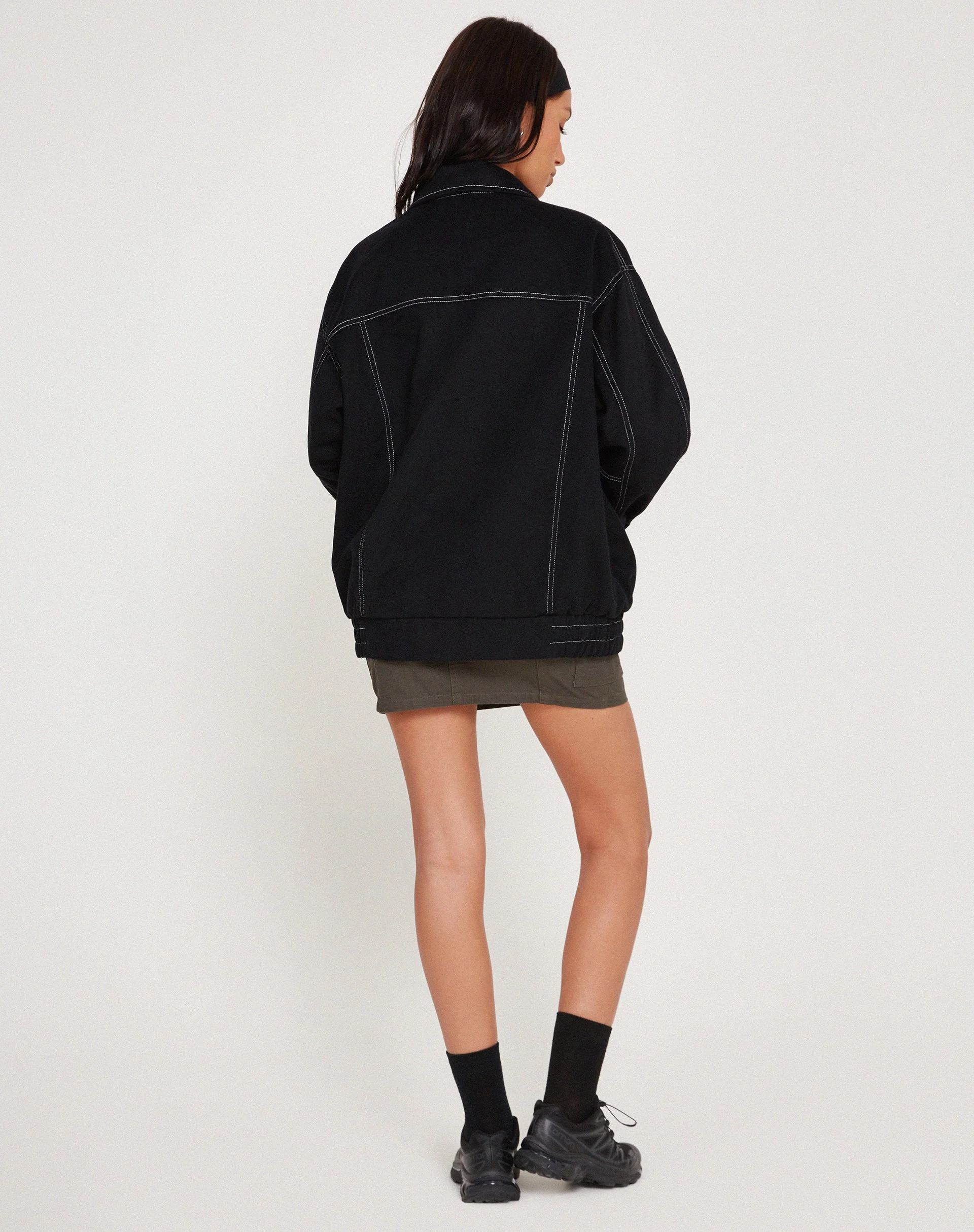 Cavitana Jacket in Black with White Top Stitch - Image 7