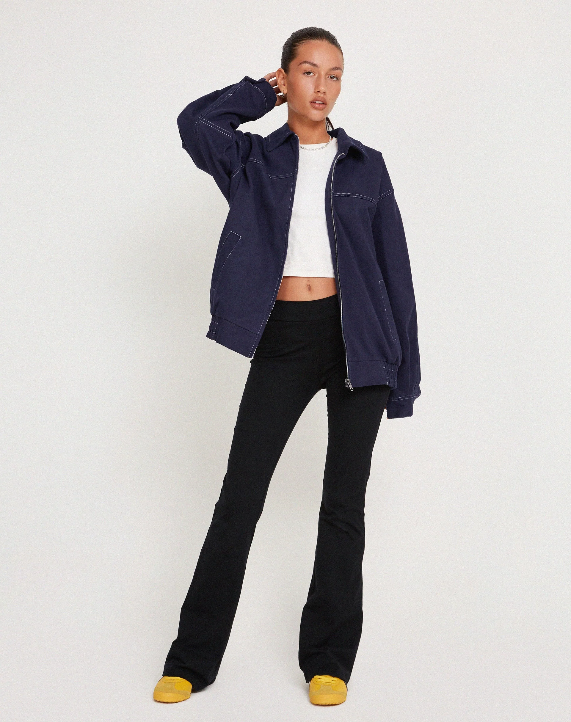 Cavitana Jacket in Deep Blue with White Top Stitch - Image 5