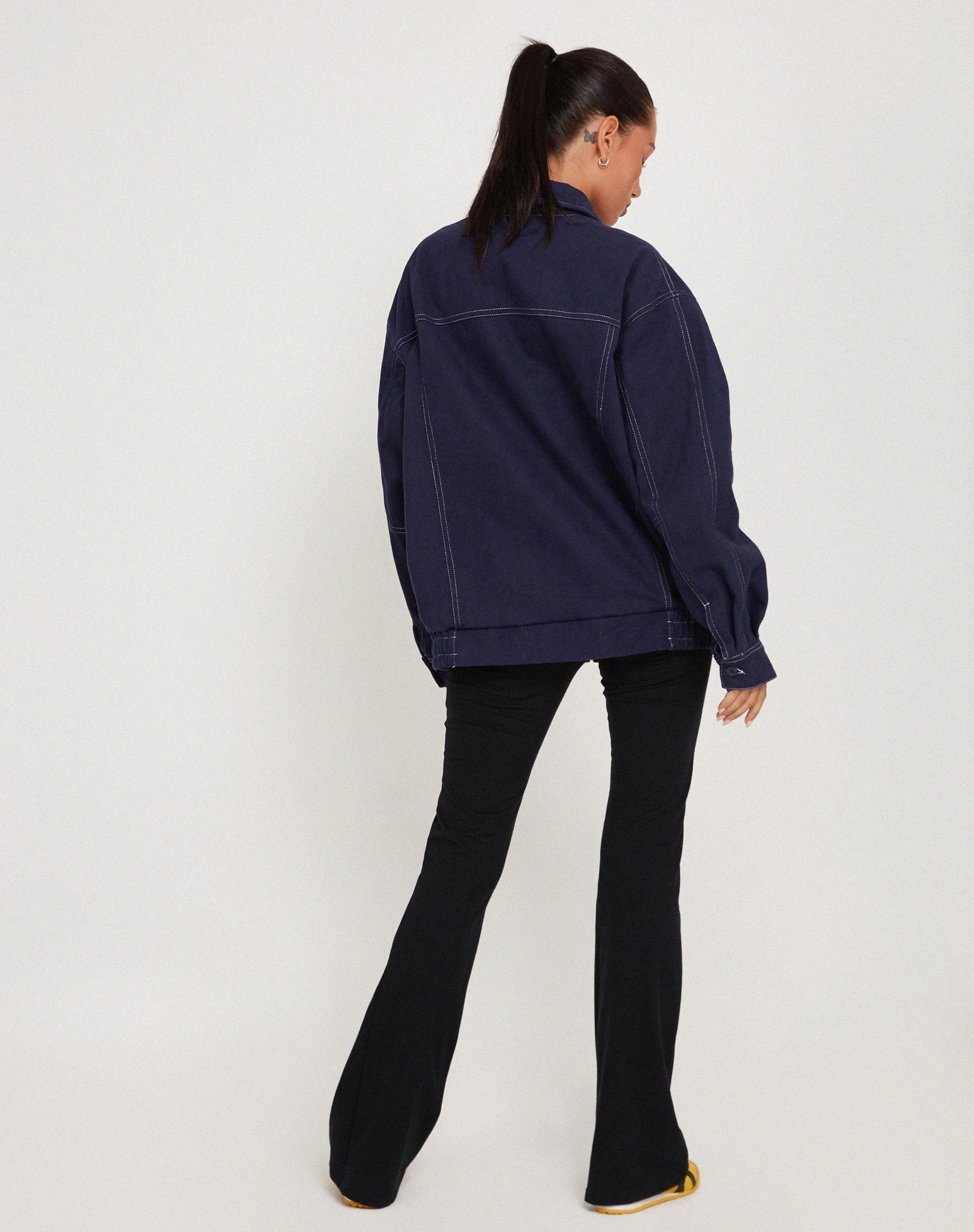 Cavitana Jacket in Deep Blue with White Top Stitch - Image 6
