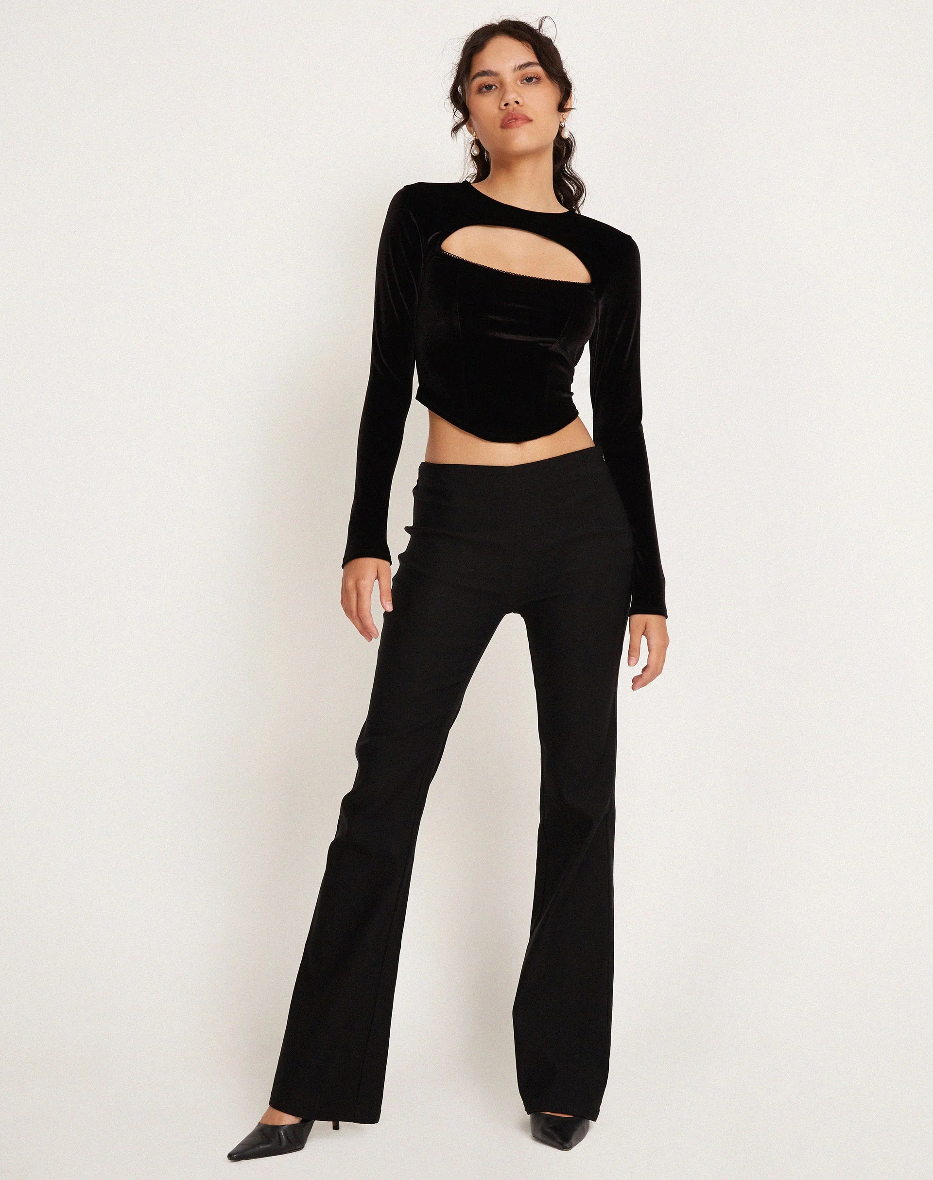 Chanmi Long Sleeve Top in Black Velvet - Image 5