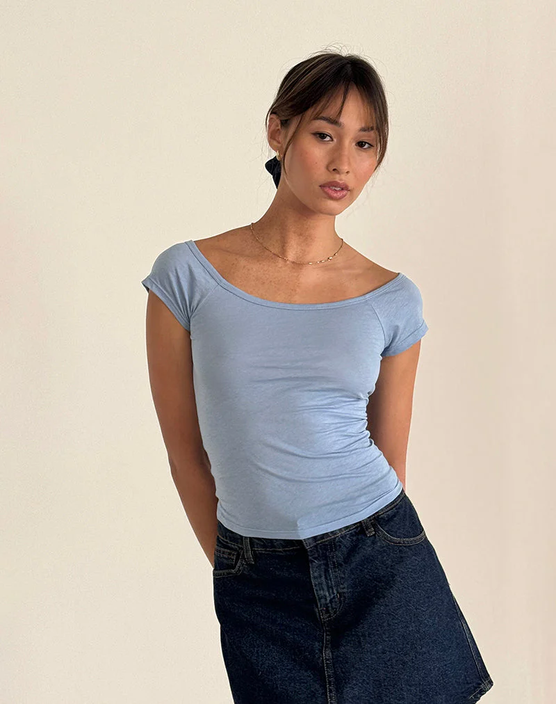 Charya Off Shoulder Top in Nantucket Blue - Image 5