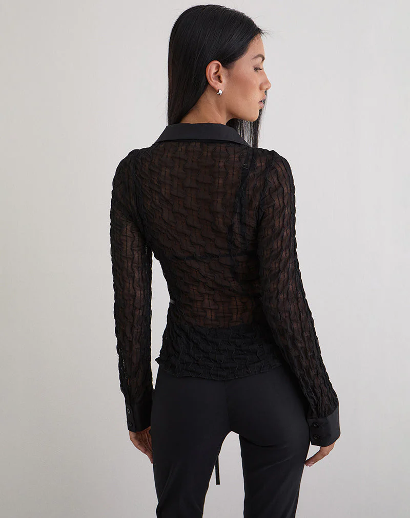 Christabel Shirt in Textured Mesh Black - Image 4