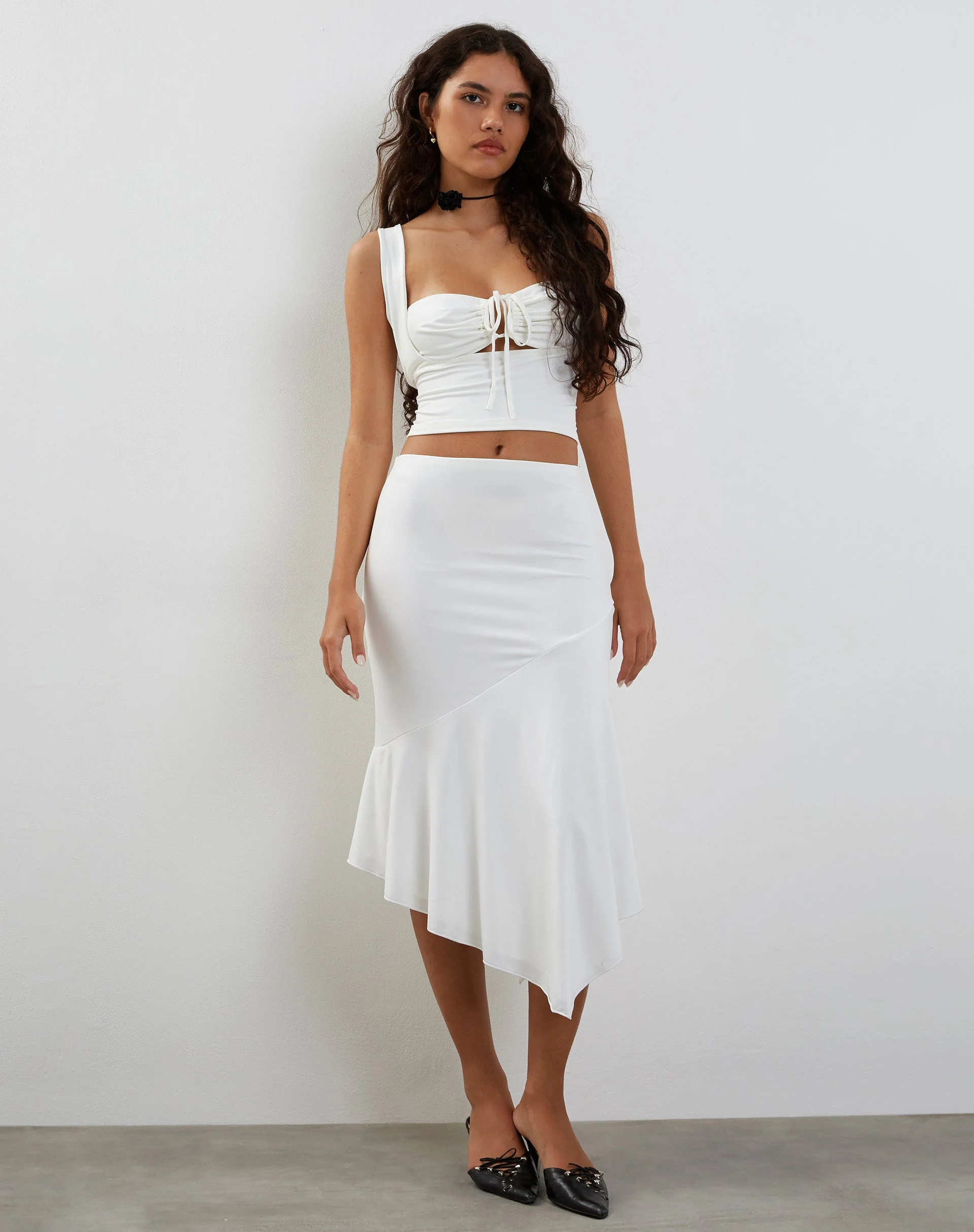 Cinta Low Rise Midi Skirt in Ivory - Image 6