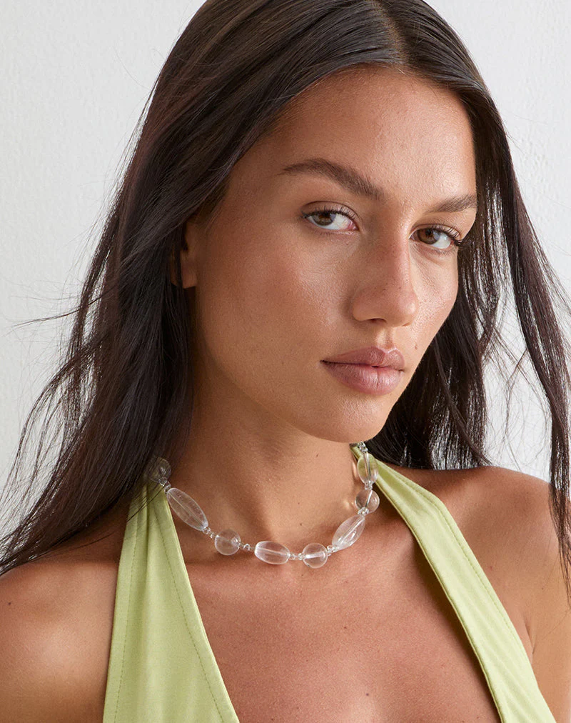 Clear Large Stone Silver Plated Necklace - Image 4