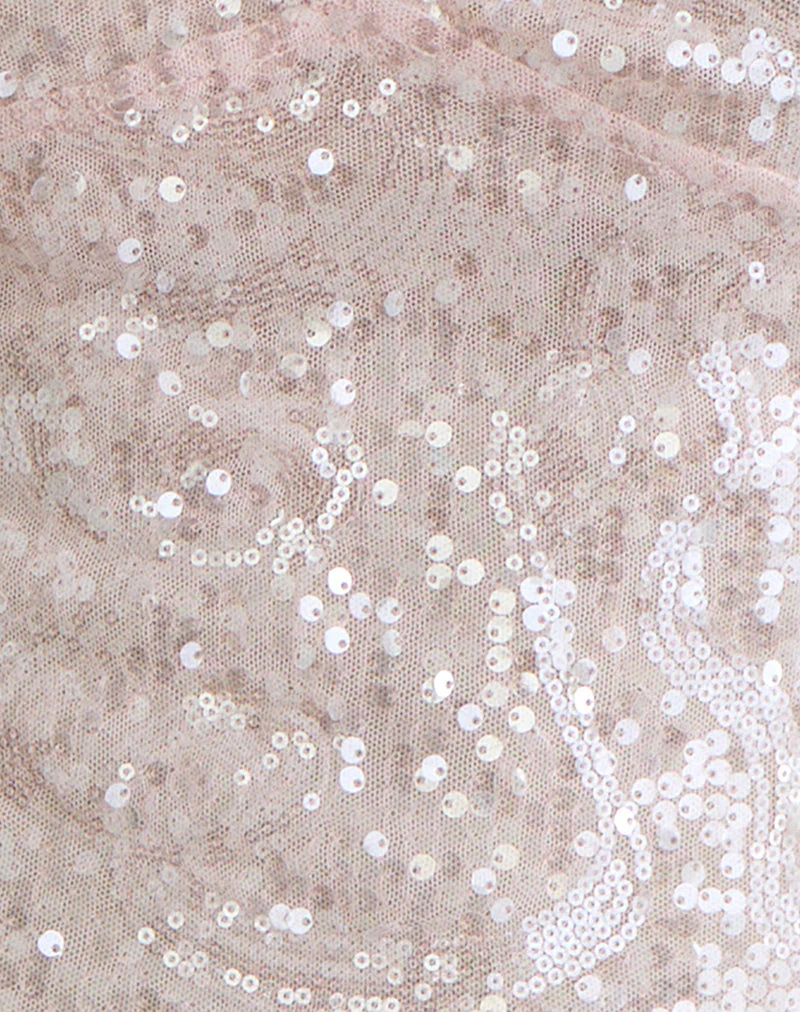 Cosio Halter Top in Sequin Baby Pink - Image 7