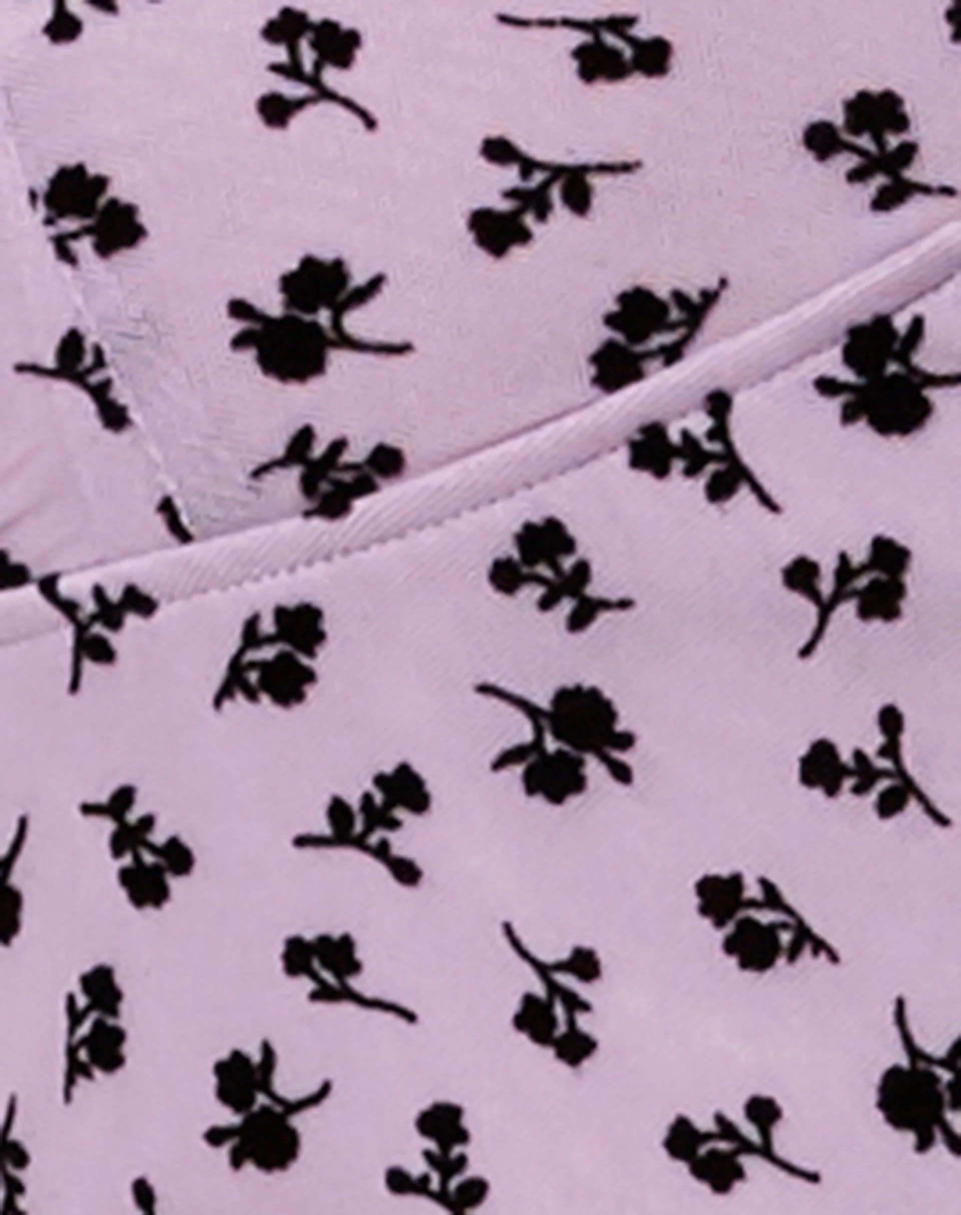 Cotina Midi Dress in Lilac Flower Buds Black Flock - Image 5