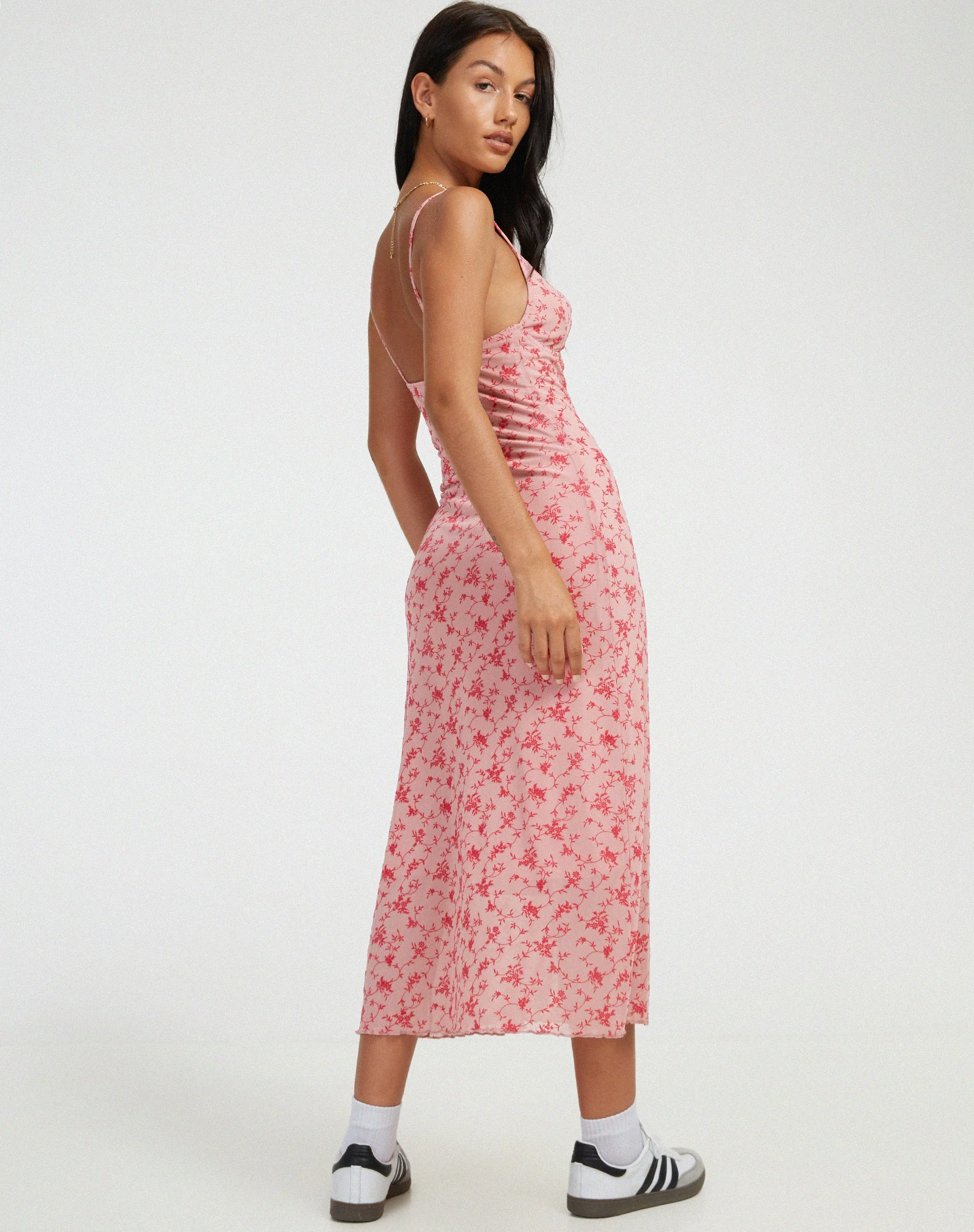 Coya Midi Dress in Love Bloom Pink Flock - Image 2