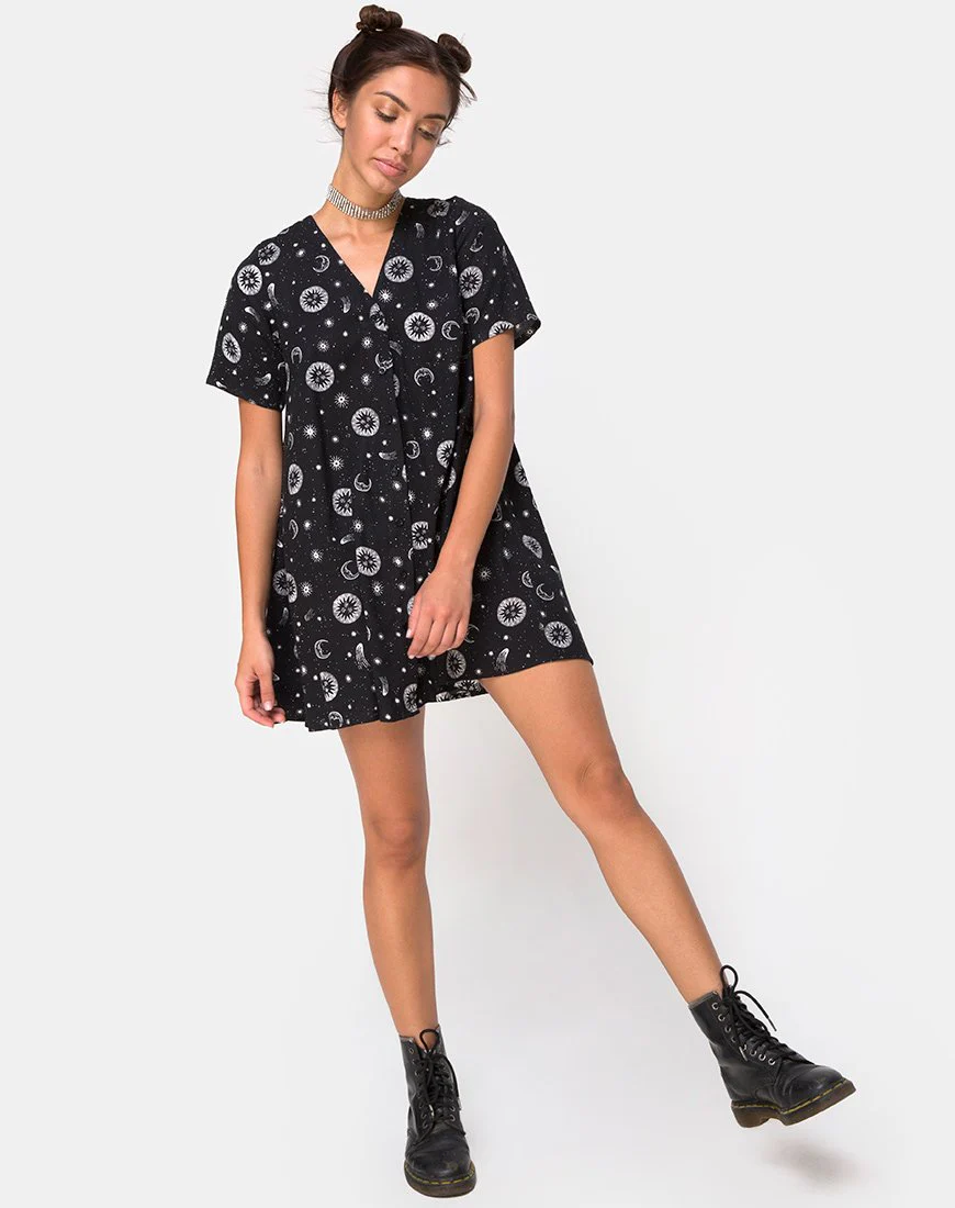Crosena Swing Dress in Small Celestial Black X Princess Polly - Image 4