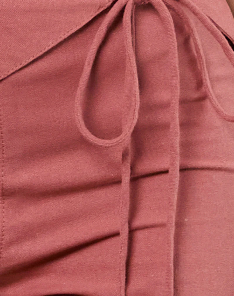 Cursa Trouser in Linen Tuscan Red with Belt - Image 6